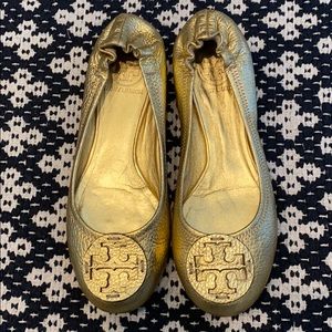 Gold Tory Burch Flats